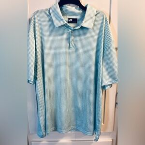 Lee Light Blue Size 2XL Checkered Polo Shirt